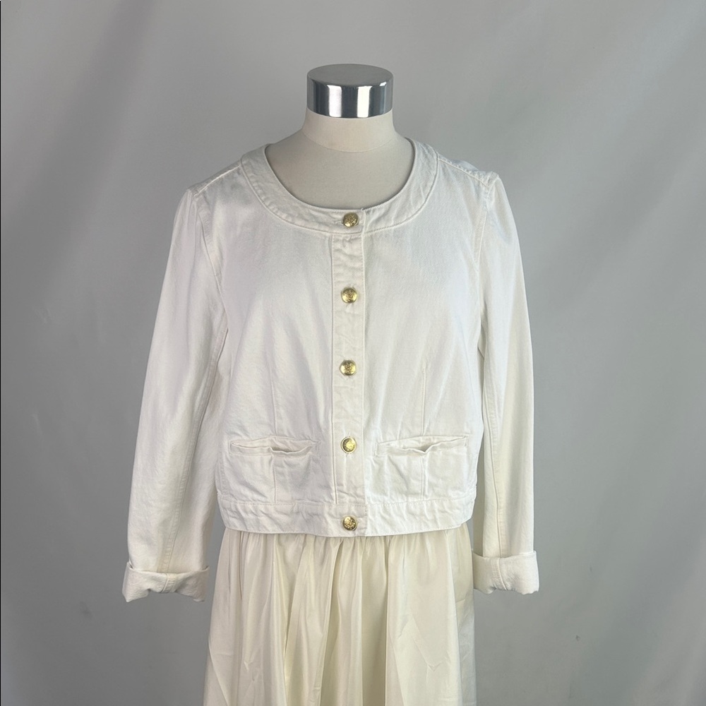 J Crew White Crop Denim Jacket